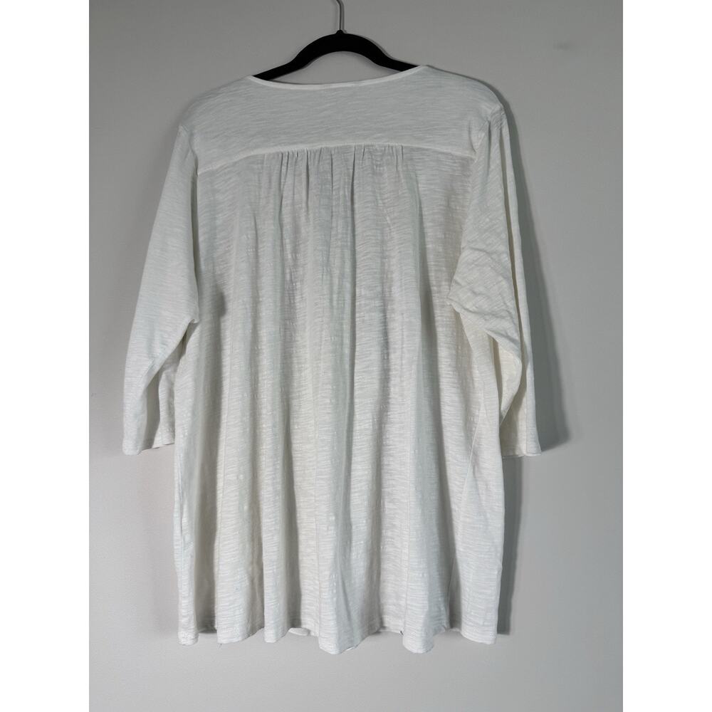 Lucky Brand Embroidered Tasseled Knit Tunic Blouse White Geometric Size 2X - Picture 10 of 11